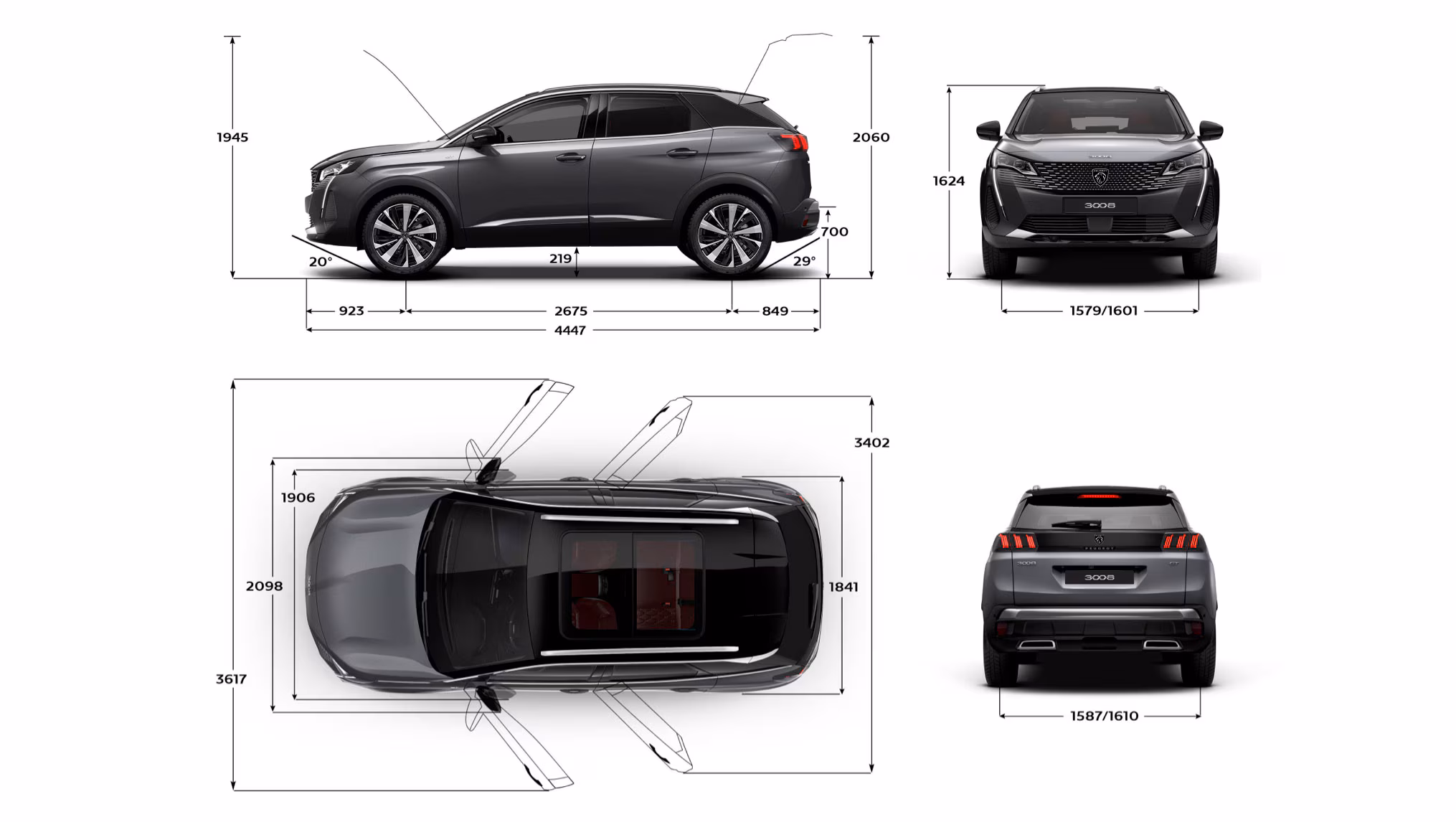 K&iacute;ch thước tổng thể Peugeot 3008